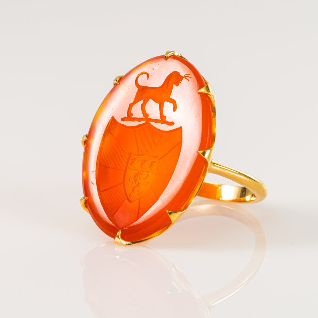 Dog, Lion & Scallop Coat of Arms-Ring-Seal & Scribe